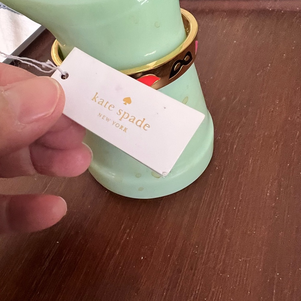 Kate Spade New York gold tone hinged bangle. “Blessing in Disguise” inside. - Picture 3 of 11